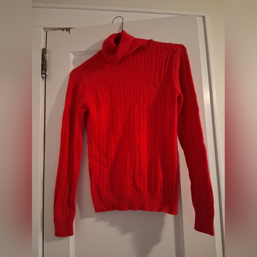 Izod Pink Cable-Knit Turtleneck Sweater